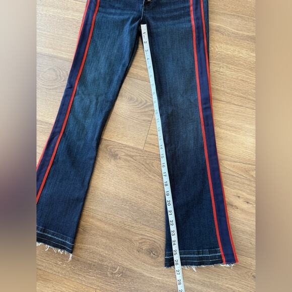 NWT Veronica Beard Carolyn Baby Boot Jean With Navy And RedTuxedo Stripes Sz 24 - Picture 15 of 15